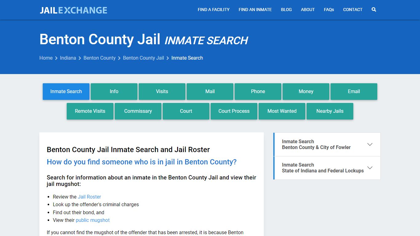 Inmate Search: Roster & Mugshots - Benton County Jail, IN - Jail Exchange
